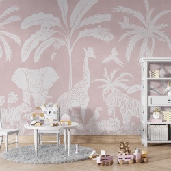 Fototapet Monochrome Jungle - Pink, Kikki Belle - Img 5