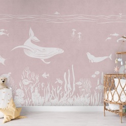 Fototapet Monochrome Sea - Pink, Kikki Belle