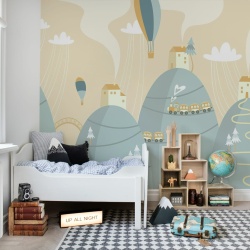 Fototapet, Mountain Village, Pastel, Rebel Walls