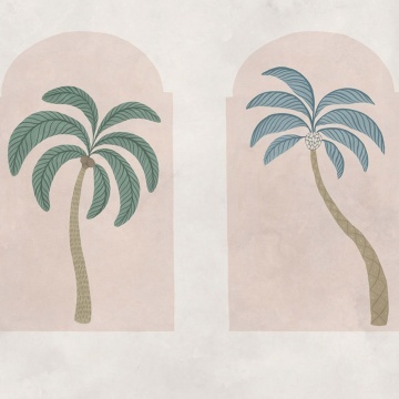 Fototapet, Palm Arches, Green & Pink, Rebel Walls - Img 2