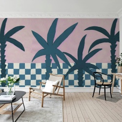 Fototapet, Palm Horizon, Blue & Pink, Rebel Walls