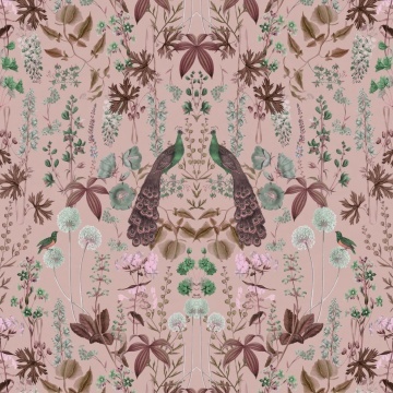 Fototapet, Peacock Garden, Pink, Rebel Walls - Img 2