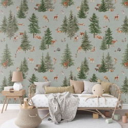 Fototapet Pine Forest - Blue, Kikki Belle
