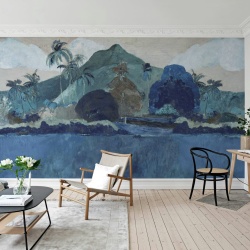 Fototapet, Tahitian Landscape, Blue, Rebel Walls