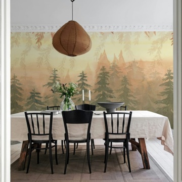 Fototapet, Watercolor Forest, Dawn, Rebel Walls - Img 3