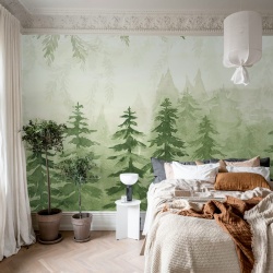 Fototapet, Watercolor Forest, Green, Rebel Walls - Img 3