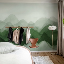 Fototapet, Watercolor Mountain, Green, Rebel Walls - Img 3