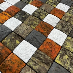 Panou decorativ 3D, Coconut, Honai Mosaic Orange&Green, 6 placi 42x42cm, 1.05 mp - Img 4