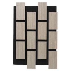 Panou riflaj acustic decorativ, MDF si pasla, AC16, 60x40x2.1cm, Gri