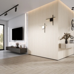 Panou riflaj decorativ 3D Onda, Stejar Alb, 11.2x1.3x270 cm - Img 2