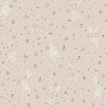 Tapet Bunny Field, Pink, Rebel Walls - Img 2