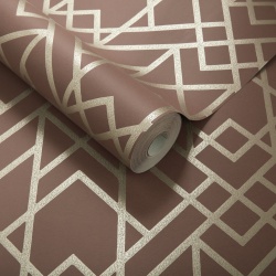 Tapet, Metro, Amber Glow Orange Luxury Geometric, 1838 Wallcoverings, 5.3mp / rola - Img 2