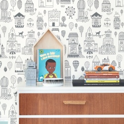 Tapet Small Town, Soft Black, Majvillan