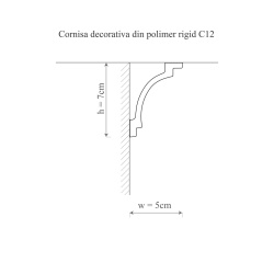 Cornisa polimer rigid, Manavi, C12 - 5x7x200 cm - Img 2
