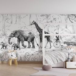 Fototapet Animal Parade - Black and White, Kikki Belle - Img 3
