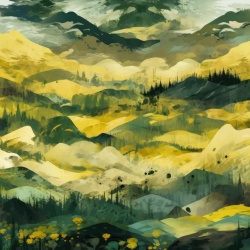 Fototapet Artistic Montagne et Ciel Ondulat Rêve MO100
