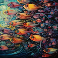 Fototapet Artistic Profond Banc de poissons Rêve PB108