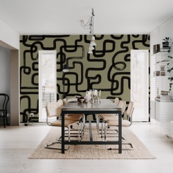 Fototapet, Artzy Lines, Olive Green, Rebel Walls - Img 6