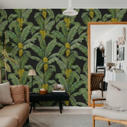 Fototapet, Banana Leaf, Black, Rebel Walls