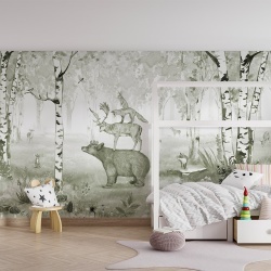 Fototapet Bear King - Green, Kikki Belle