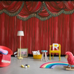 Fototapet, Behind the Curtains, Red, Rebel Walls