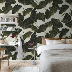 Fototapet, Big Ginko, Black & White, Rebel Walls