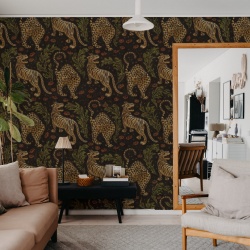 Fototapet, Bold Tigers, Black, Rebel Walls