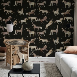 Fototapet, Circus Horses, Black, Rebel Walls