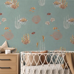 Fototapet Coral Garden - Blue, Kikki Belle