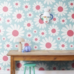 Fototapet, Dashing Daisies, Turquoise, Rebel Walls