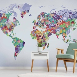 Fototapet Diversity Map, Lilac, Coordonne
