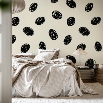 Fototapet, Doodle Dots, Black, Rebel Walls - Img 3