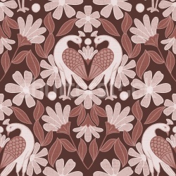 Fototapet, Dreamy Birds, Burgundy, Rebel Walls - Img 2