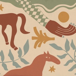 Fototapet, Emmas Horses, Red & Green, Rebel Walls - Img 2
