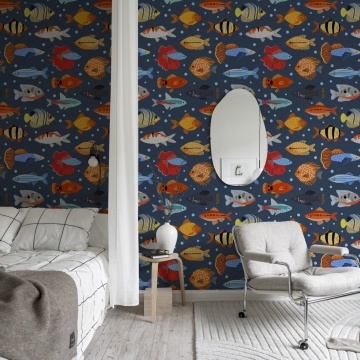 Fototapet, Fish Shoal, Blue, Rebel Walls - Img 3