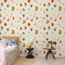 Fototapet, Flying Birds, Pink, Rebel Walls - Img 3