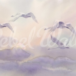 Fototapet, Flying Swans, Pastel, Rebel Walls - Img 5
