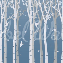 Fototapet, Forest Birds, Blue, Rebel Walls - Img 2