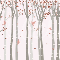 Fototapet, Forest Birds, Pink, Rebel Walls - Img 2