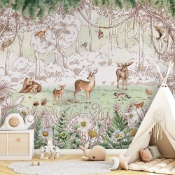 Fototapet Forest Friends - Spring, Kikki Belle