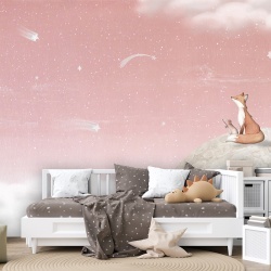 Fototapet Fox on the Moon - Pink, Oliver Robins