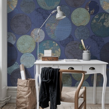 Fototapet, Globes Gathering, Blue, Rebel Walls - Img 3