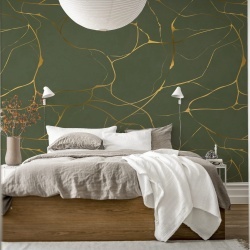 Fototapet, Gold Swirl, Dark Green, Rebel Walls
