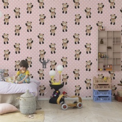 Fototapet, Hello Bear, Baby Pink, Rebel Walls