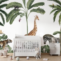 Fototapet Jungle Jive - White, Kikki Belle