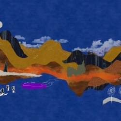 Fototapet lavabil Landscape Collage, Blue, TresTintas - Img 2
