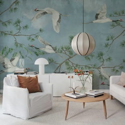 Fototapet, Majestic Cranes, Blue, Rebel Walls