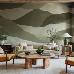 Fototapet, Misty Peaks, Green, Rebel Walls