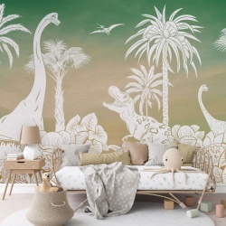 Fototapet Monochrome Dino - Green Sky, Kikki Belle - Img 4