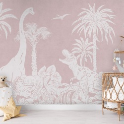 Fototapet Monochrome Dino - Pink, Kikki Belle